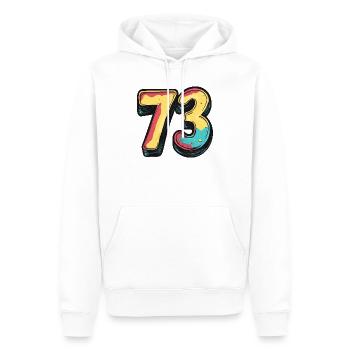 73 Number Colorful - Herre Premium økologisk hoodie - hvid - Foran - Nico (187cm)