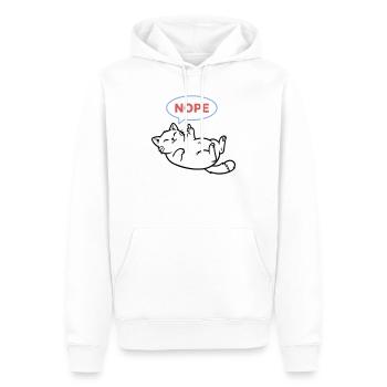 Lachende Katze Nope Mittelfinger - Männer Premium Bio Hoodie - Weiß - Vorne - Nico (187cm)