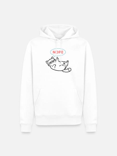 Katze Nope Sprechblase Farbig - Männer Premium Bio Hoodie - Weiß