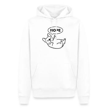 Résumé du Frenchie riant Non - Sweat à capuche Premium bio Homme - blanc - Devant - Nico (187cm)