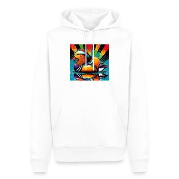 Canard mandarin - Sweat à capuche Premium bio Homme - blanc - Devant - Nico (187cm)