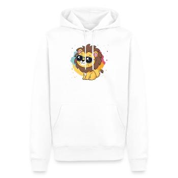Bunter Löwe mit Brille - Männer Premium Bio Hoodie - Weiß - Vorne - Nico (187cm)