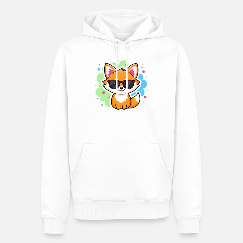 Fuchs-Pop-Brille - Männer Premium Bio Hoodie - Weiß