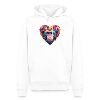 Jeu de couleurs cœur de singe avec guirlande de fleurs - Sweat à capuche Premium bio Homme - blanc - Devant - Nico (187cm)