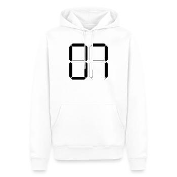 NUMMER 07 Null Sieben Geburtstag Geschenk Digital - Männer Premium Bio Hoodie - Weiß - Vorne - Nico (187cm)