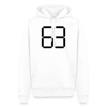NUMÉRO 63 Soixante-trois Cadeaux Numériques - Sweat à capuche Premium bio Homme - blanc - Devant - Nico (187cm)