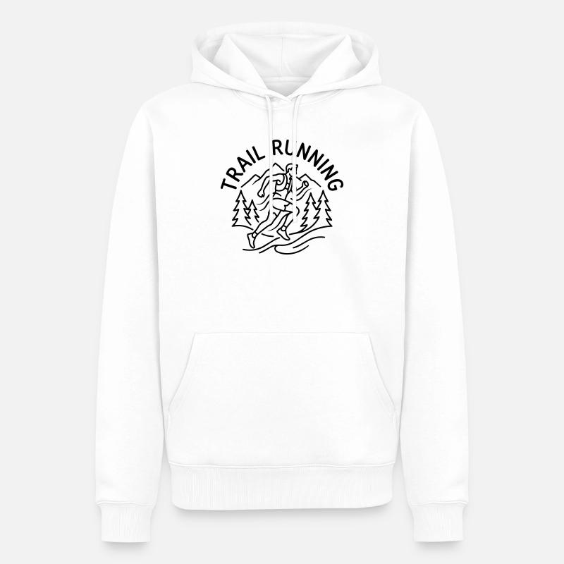 Course sur sentier - Sweat à capuche Premium bio Homme - blanc