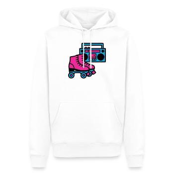 Rollschuhe Boombox 80er Retro - Männer Premium Bio Hoodie - Weiß - Vorne - Nico (187cm)