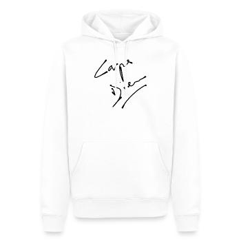 Nutze den Tag - Männer Premium Bio Hoodie - Weiß - Vorne - Nico (187cm)