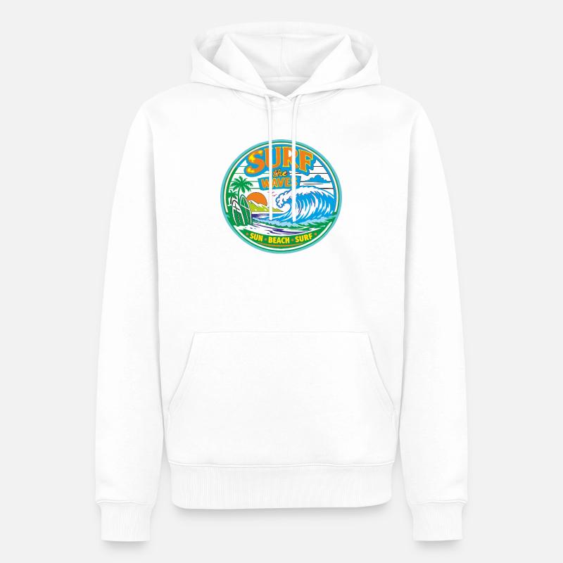 Soleil-Plage-Surf - Sweat à capuche Premium bio Homme - blanc