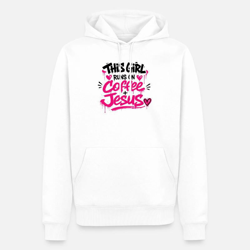 Kaffee Jesus Graffiti - Männer Premium Bio Hoodie - Weiß