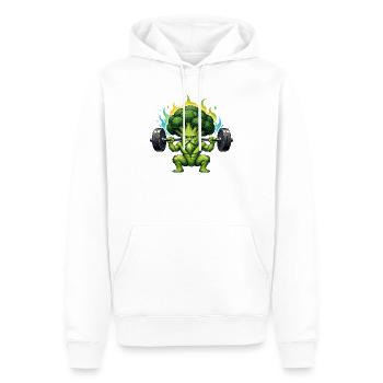 Kraftbrokkoli: Mutiger Gemüsebody - Männer Premium Bio Hoodie - Weiß - Vorne - Nico (187cm)