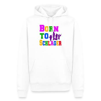 Born To Schlager – Buntes Tanzdesign - Männer Premium Bio Hoodie - Weiß - Vorne - Nico (187cm)