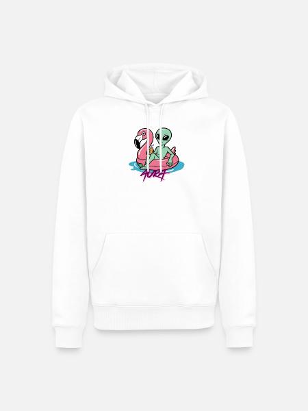 Alien Flamingo Floatie - Men’s Premium Organic Hoodie - white