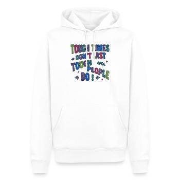 Les temps difficiles ne durent pas, les personnes dures le font - Sweat à capuche Premium bio Homme - blanc - Devant - Nico (187cm)