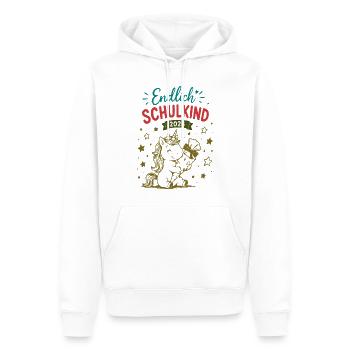 Endlich Schulkind 2026 Unicorn Einhorn - Männer Premium Bio Hoodie - Weiß - Vorne - Nico (187cm)