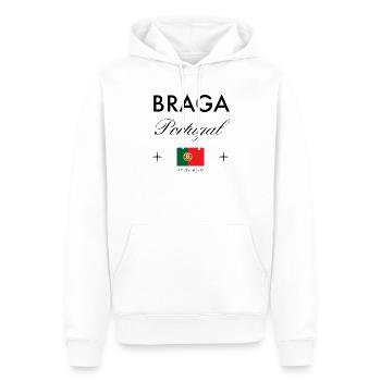 Braga Portugal Koordinaten Reise Souvenir - Männer Premium Bio Hoodie - Weiß - Vorne - Nico (187cm)
