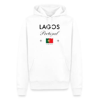 Lagos Portugal Coordinates Travel Souvenir - Men’s Premium Organic Hoodie - white - Front - Nico (187cm)