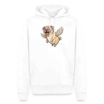 Funny Pug Angel with Wings Cartoon - Men’s Premium Organic Hoodie - white - Front - Nico (187cm)