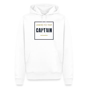 Capitaine Stamp Rétro - Cadeau de l’équipe Capitaine - Sweat à capuche Premium bio Homme - blanc - Devant - Nico (187cm)