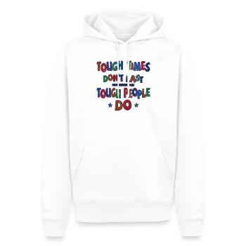 Tough times don’t last, tough people do - Männer Premium Bio Hoodie - Weiß - Vorne - Nico (187cm)
