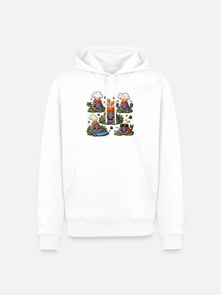 Lustige Vulkane mit Lavafreuden - Männer Premium Bio Hoodie - Weiß
