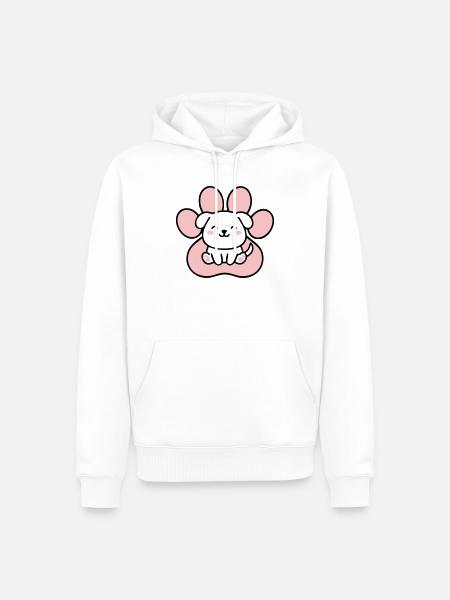 Welpe Hundepfote Grafik - Männer Premium Bio Hoodie - Weiß