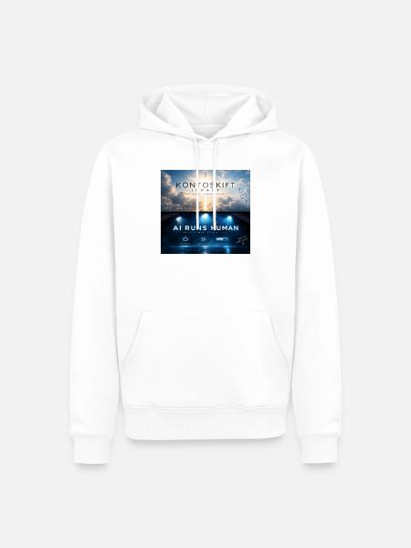 Kontoskift_Impact_AI_RUNS_HUMAN - Männer Premium Bio Hoodie - Weiß