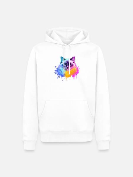 Heilige Birma Aquarell Illustration - Männer Premium Bio Hoodie - Weiß