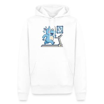  Nashorn Beim Lauftraining Mit Einhorn Fitness - Männer Premium Bio Hoodie - Weiß - Vorne - Nico (187cm)