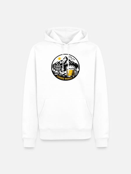 Bier am Berggipfel - Männer Premium Bio Hoodie - Weiß