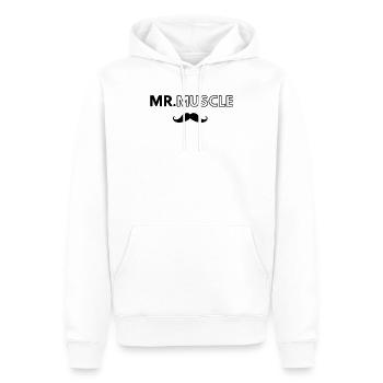 MR. MR. MUSKEL - Männer Premium Bio Hoodie - Weiß - Vorne - Nico (187cm)