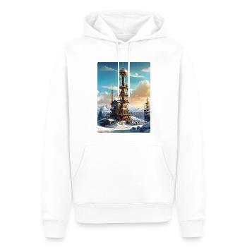 Steampunk Winterlandschaft mit Funkturm 1.19 - Männer Premium Bio Hoodie - Weiß - Vorne - Nico (187cm)