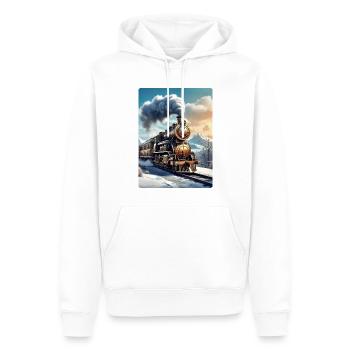 Steampunk Winterlandschaft Dampflok 1.1 - Männer Premium Bio Hoodie - Weiß - Vorne - Nico (187cm)