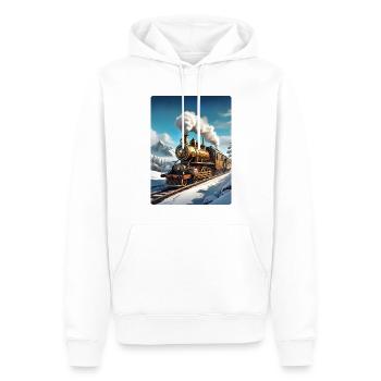 Steampunk Winterlandschaft Dampflok 1.6 - Männer Premium Bio Hoodie - Weiß - Vorne - Nico (187cm)