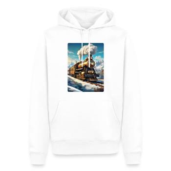 Steampunk Winterlandschaft Dampflok 1.5 - Männer Premium Bio Hoodie - Weiß - Vorne - Nico (187cm)