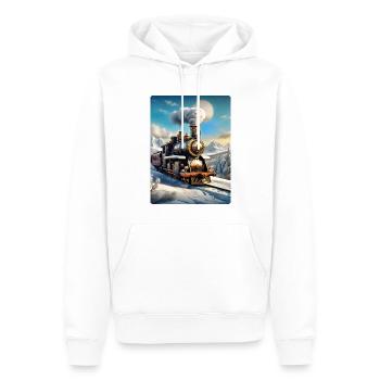 Steampunk Winterlandschaft Dampflok 1.7 - Männer Premium Bio Hoodie - Weiß - Vorne - Nico (187cm)