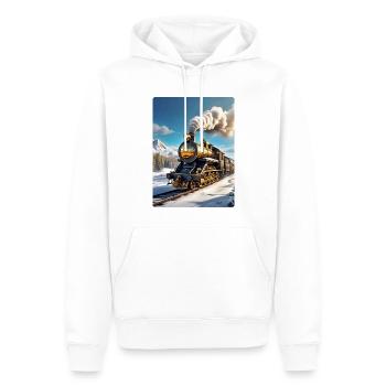 Steampunk Winterlandschaft Dampflok 1.9 - Männer Premium Bio Hoodie - Weiß - Vorne - Nico (187cm)