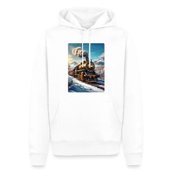 Steampunk Winterlandschaft Dampflok 1.4 - Männer Premium Bio Hoodie - Weiß - Vorne - Nico (187cm)