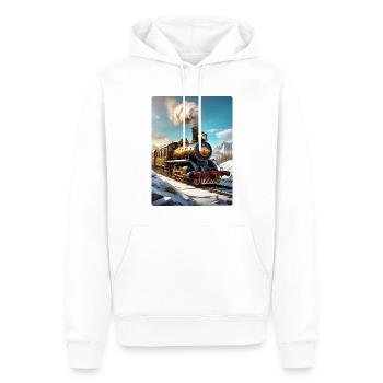 Steampunk Winterlandschaft Dampflok 1.8 - Männer Premium Bio Hoodie - Weiß - Vorne - Nico (187cm)