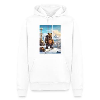 Steampunk Winterlandschaft Bär 1.2 - Männer Premium Bio Hoodie - Weiß - Vorne - Nico (187cm)