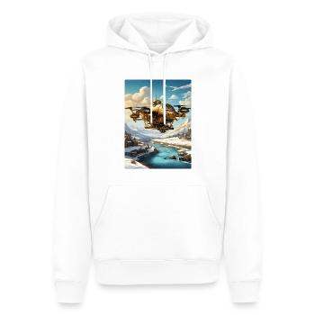 Steampunk Winter Landscape Drone 1.2 - Men’s Premium Organic Hoodie - white - Front - Nico (187cm)