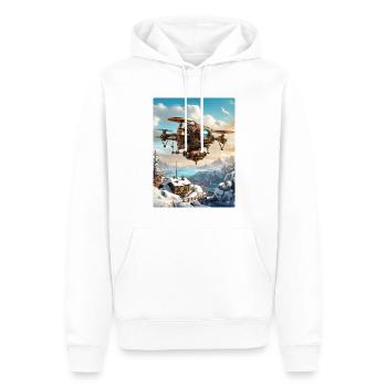 Steampunk Winter Landscape Drone 1.4 - Men’s Premium Organic Hoodie - white - Front - Nico (187cm)