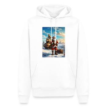 Père Noël Steampunk Winter Wonderland 1.2 - Sweat à capuche Premium bio Homme - blanc - Devant - Nico (187cm)