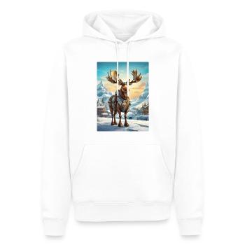Steampunk Winterlandschaft Elch 1.8 - Männer Premium Bio Hoodie - Weiß - Vorne - Nico (187cm)