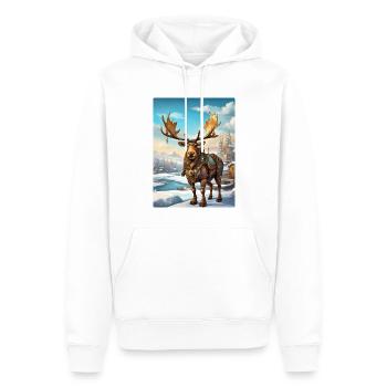 Steampunk Winterlandschaft Elch 1.4 - Männer Premium Bio Hoodie - Weiß - Vorne - Nico (187cm)