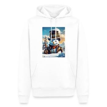 Bonhomme de neige paysage d’hiver steampunk 1.1 - Sweat à capuche Premium bio Homme - blanc - Devant - Nico (187cm)