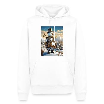 Steampunk hiver paysage bonhomme de neige 1.7 - Sweat à capuche Premium bio Homme - blanc - Devant - Nico (187cm)