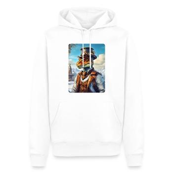 Steampunk paysage d’hiver Dino 1.17 - Sweat à capuche Premium bio Homme - blanc - Devant - Nico (187cm)