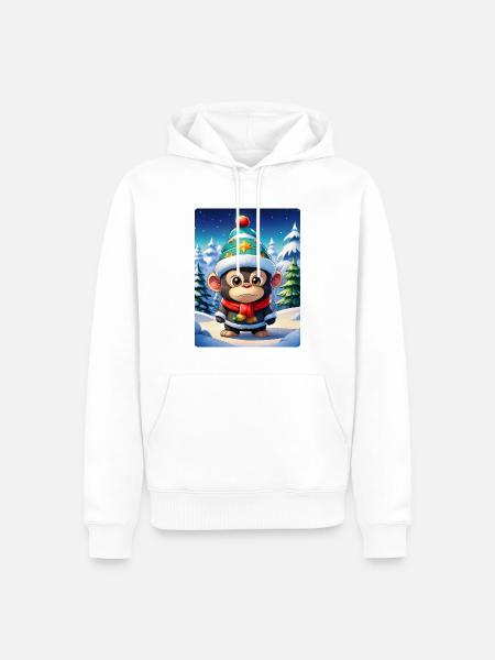 Anime Winterlandschaft Gorilla 1.2 - Männer Premium Bio Hoodie - Weiß